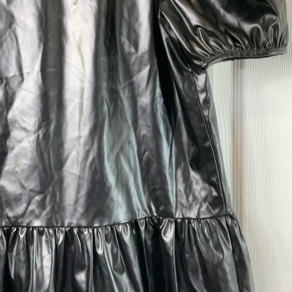 English Factory - NEW Puff Sleeve Faux Leather Mini Dress Size S - Picture 14 of 15